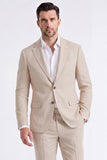 2 Piece Beige Single Breasted Notched Lapel Men's Work Suits