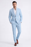 2 Piece Beige Single Breasted Notched Lapel Men's Work Suits