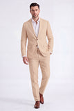 2 Piece Beige Single Breasted Notched Lapel Men's Work Suits