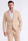 2 Piece Beige Single Breasted Notched Lapel Men's Work Suits