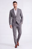 2 Piece Beige Single Breasted Notched Lapel Men's Work Suits