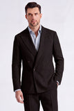 Beige 2 Piece Peak Lapel Double Breasted Men's Suits