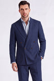 Beige 2 Piece Peak Lapel Double Breasted Men's Suits