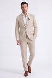 Light Khaki 2 Piece Peak Lapel Single Breasted Men Formal Suits