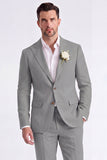Light Khaki 2 Piece Peak Lapel Single Breasted Men Formal Suits
