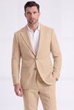 Light Khaki 2 Piece Notched Lapel Single Breasted Men Formal Suits