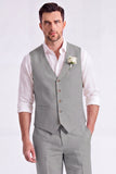 Light Khaki 2 Piece V-Neck Single Breasted Men Short Formal Suits