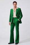Black Single Breasted Peak Lapel Long Sleeves Men's Suits
