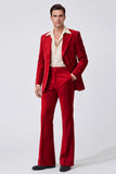 Black Single Breasted Peak Lapel Long Sleeves Men's Suits