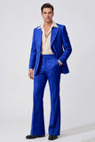 Black Single Breasted Peak Lapel Long Sleeves Men's Suits