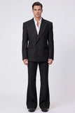 Black 2 Piece Peak Lapel One Button Men's Suits