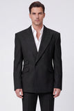 Black 2 Piece Peak Lapel One Button Men's Suits
