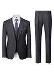 Navy 3 Piece Notched Lapel Men's Suits