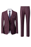Navy 3 Piece Notched Lapel Men's Suits