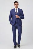 Navy 3 Piece Notched Lapel Men's Suits