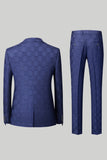 Navy 3 Piece Notched Lapel Men's Suits