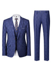 Navy 3 Piece Notched Lapel Men's Suits
