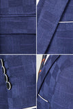 Navy 3 Piece Notched Lapel Men's Suits