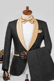 2 Piece Champagne Jacquard Shawl Lapel Men's Suits