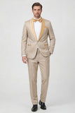 2 Piece Champagne Jacquard Shawl Lapel Men's Suits
