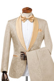 2 Piece Champagne Jacquard Shawl Lapel Men's Suits