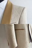 2 Piece Champagne Jacquard Shawl Lapel Men's Suits