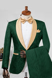 2 Piece Champagne Jacquard Shawl Lapel Men's Suits
