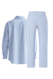 Light Blue 2 Piece Lapel Men's Set