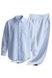 Light Blue 2 Piece Lapel Men's Set