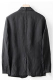 Beige Linen Notched Lapel Men's Jacket