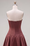 Mint Strapless Pearls A-Line Homecoming Dress with Bow