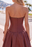 Mint Strapless Pearls A-Line Homecoming Dress with Bow