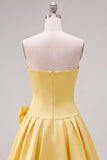 Mint Strapless Pearls A-Line Homecoming Dress with Bow