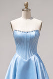Sweetheart Fuchsia Pearls Corset A-Line Satin Homecoming Dress