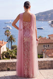Strapless Sheath Dusty Rose Maxi Sequin Dress with Slit