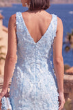 Sage Green A-Line V-Neck Midi Floral Dress with Beading