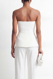 White 2-Piece Strapless Double Breasted Slim Fit Women Suits