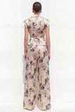 Champagne Black Flower Peak Lapel 2 Piece Women Suits with Belt