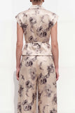 Champagne Black Flower Peak Lapel 2 Piece Women Suits with Belt