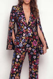 Sparkly Black Peak Lapel Sequins Women Suits with Flare Sleeves