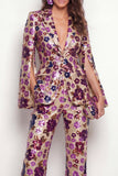 Sparkly Black Peak Lapel Sequins Women Suits with Flare Sleeves