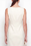 Ivory Sheath Bateau Neck Midi Work Dress with Pockets