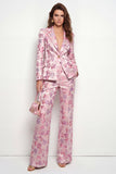 2 Piece Peak Lapel Pink Fuchsia Flower One Button Women Suits