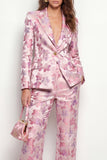2 Piece Peak Lapel Pink Fuchsia Flower One Button Women Suits