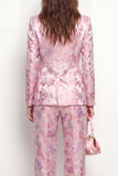 2 Piece Peak Lapel Pink Fuchsia Flower One Button Women Suits