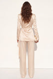 Champagne Peak Lapel 2 Piece Women's Work Suits with Sash