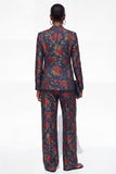 Dark Green 2 Piece One Button Floral Women Suits