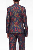 Dark Green 2 Piece One Button Floral Women Suits