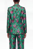 Dark Green 2 Piece One Button Floral Women Suits