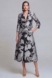 2 Piece Sage Green Floral Notched Lapel Women's Skirt Suits with Pockets